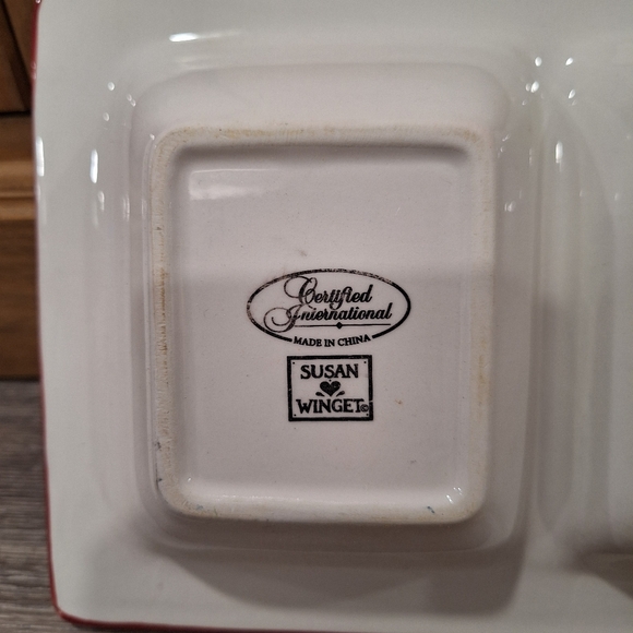 Certified International Sunrise Rooster 4-Section Serving Tray, Blue Ceramic - Picture 6 of 10